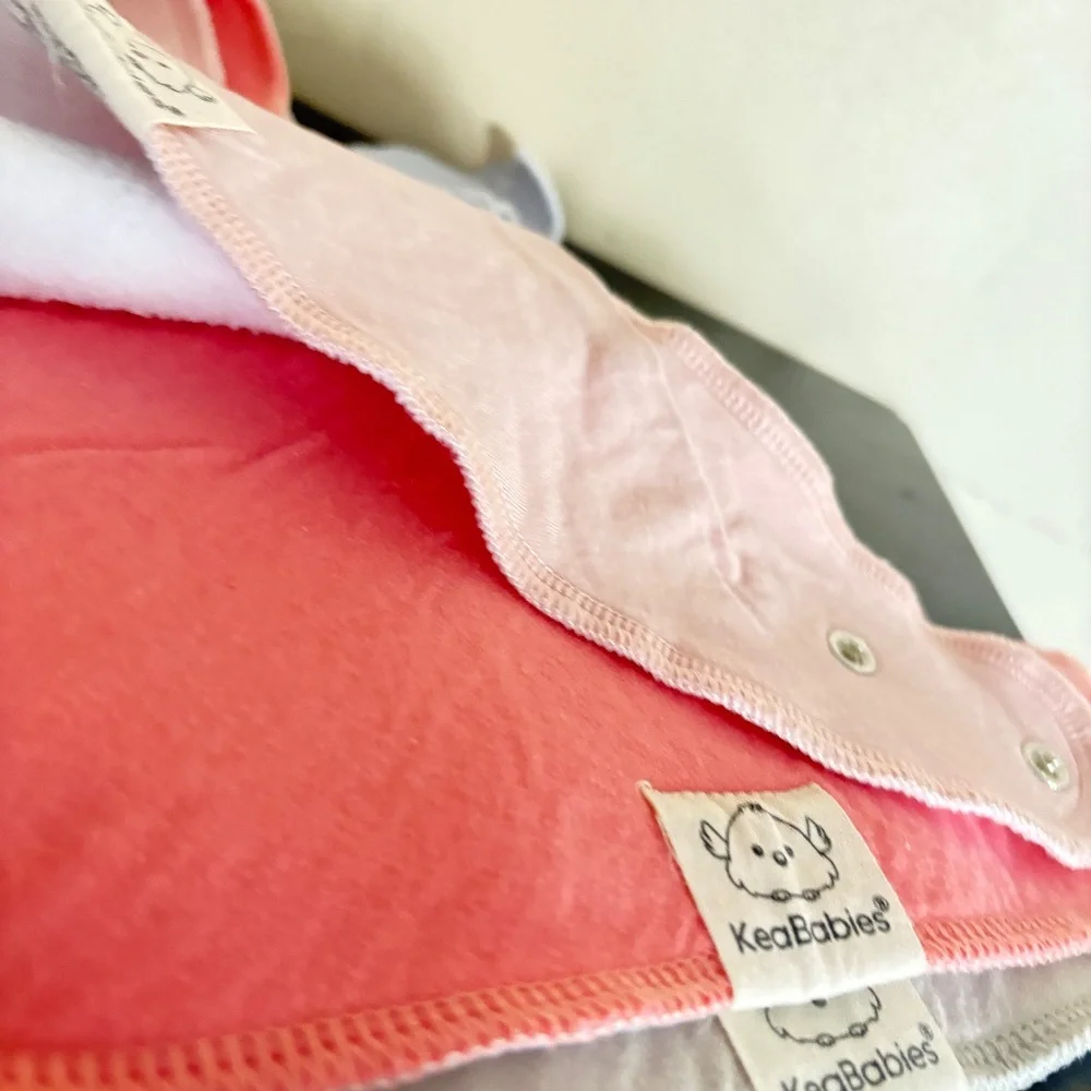 Keababies, fabric organic cotton bibs, re-useable, washable; set of 4